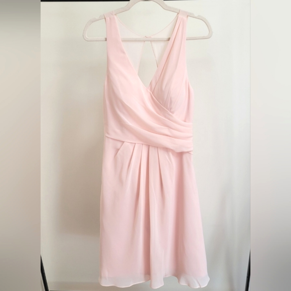 JJ's House Pink Pearl Faux Wrap Goddess Mini Dress size 10 - Picture 16 of 16